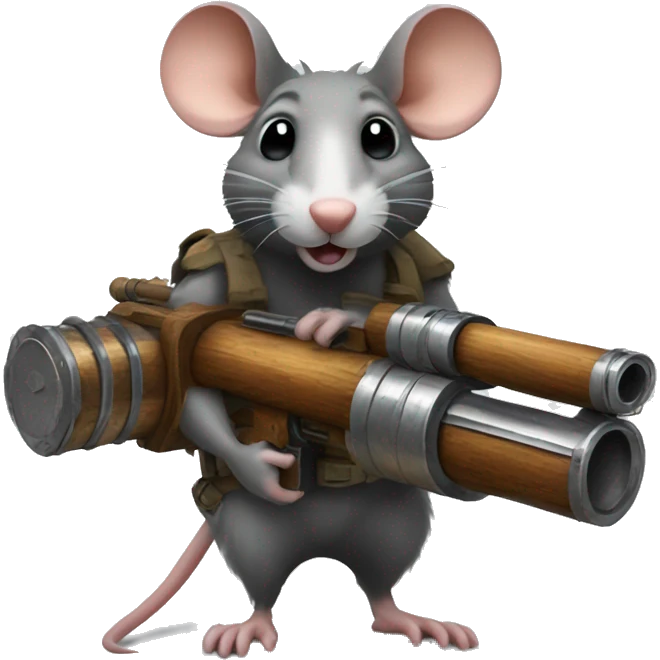 Rat with a multi barrel minigun made of wood and metal  emoji