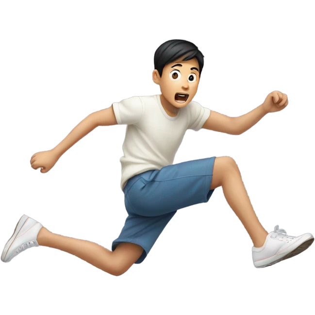 Asian boy falling down emoji
