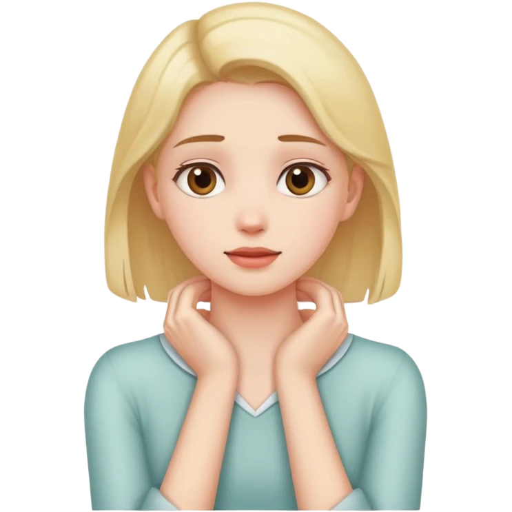 Girl holding neck with hands  emoji