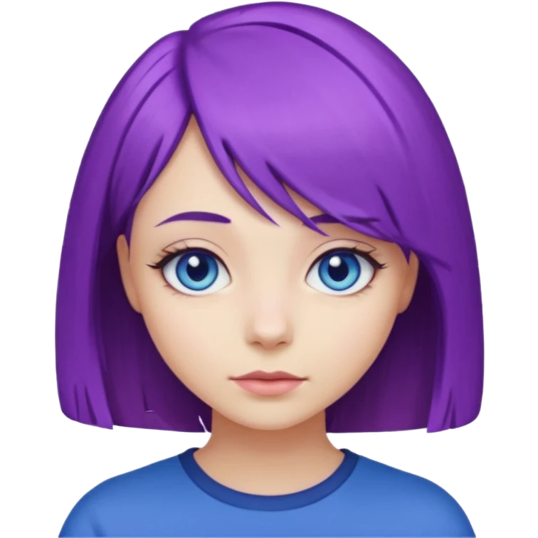 Девушка с фиолетовым волосами карэ голубые глаза emoji