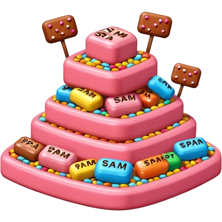 candy land  surreal SPAM sweets landscape emoji
