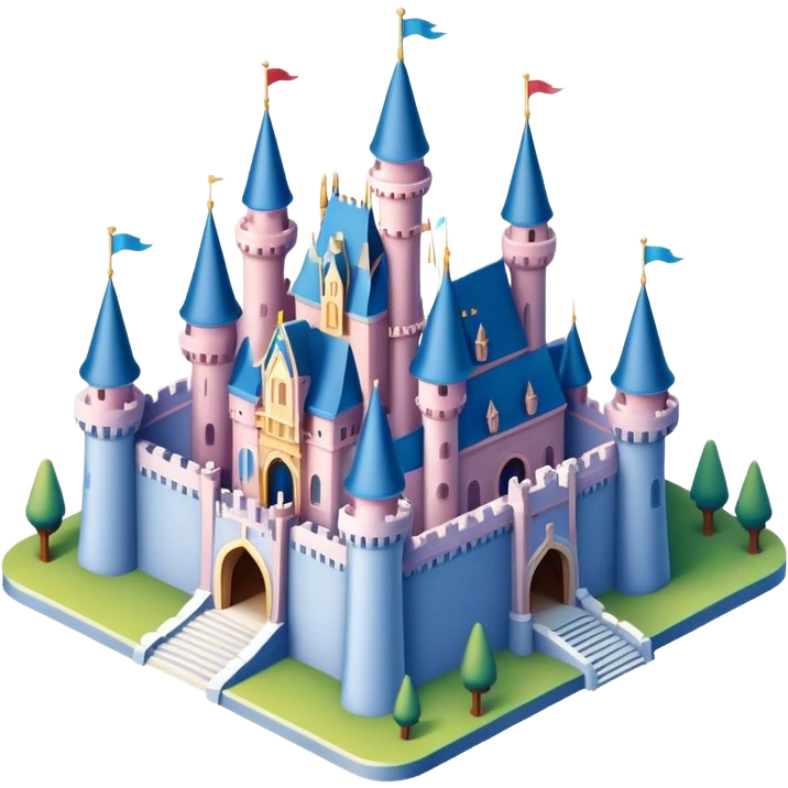 Isometric 3D Disney castle emoji