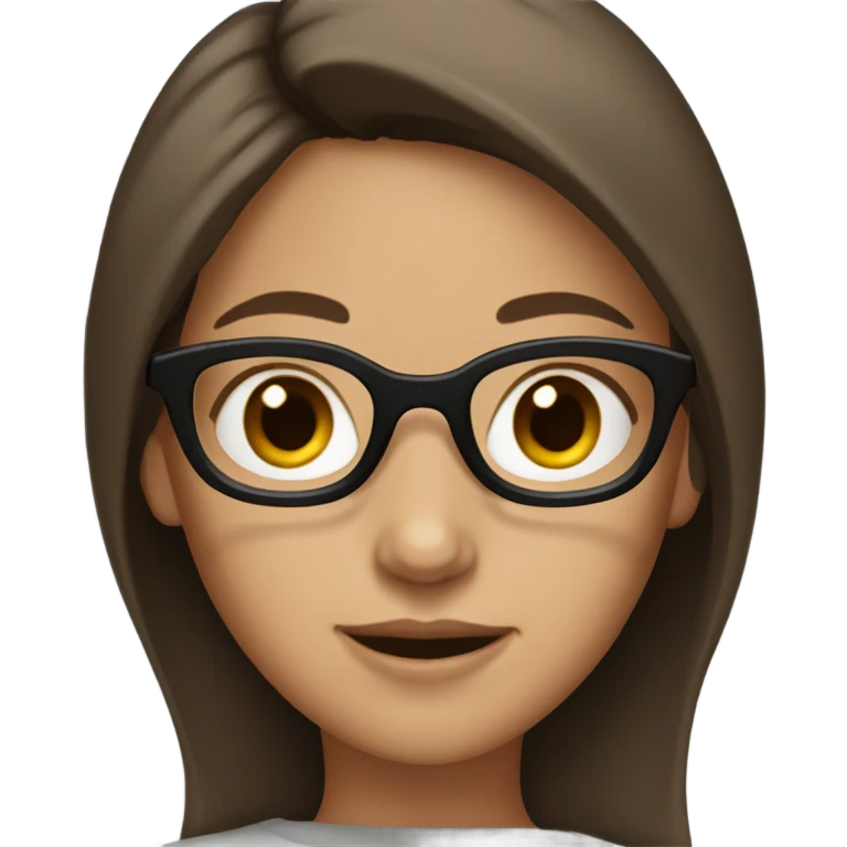 Brown hair and brown eyes and black glasses girl emoji