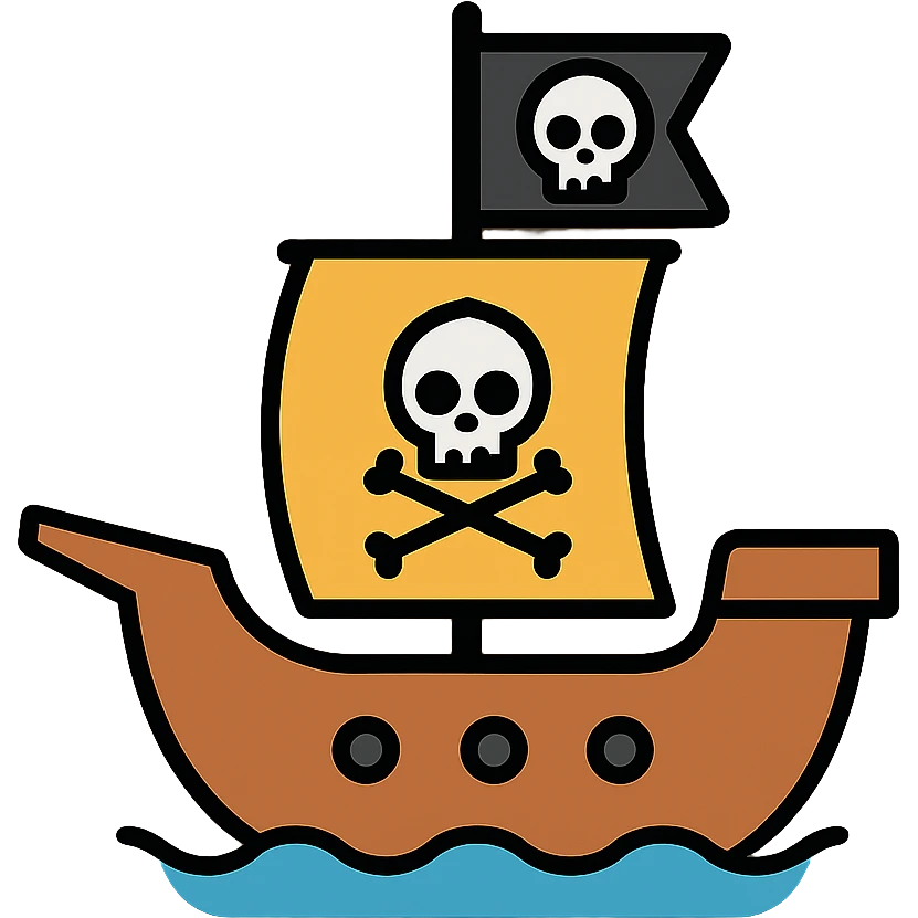pirate ship with skull and crossbones flag emoji