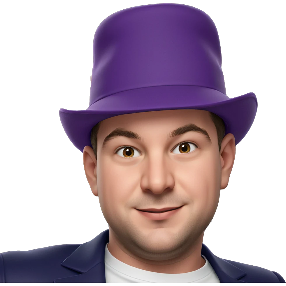 smiling boy in purple hat emoji