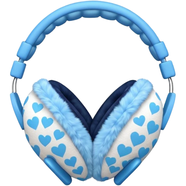 blue heart patterned earmuffs emoji