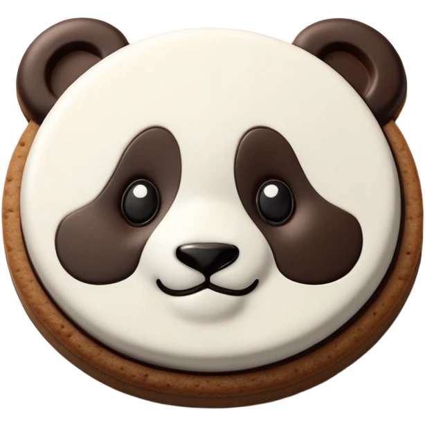 Chocolate biscuit with cute panda face design like Hello Panda cookie, round biscuit with panda face stamped on top emoji