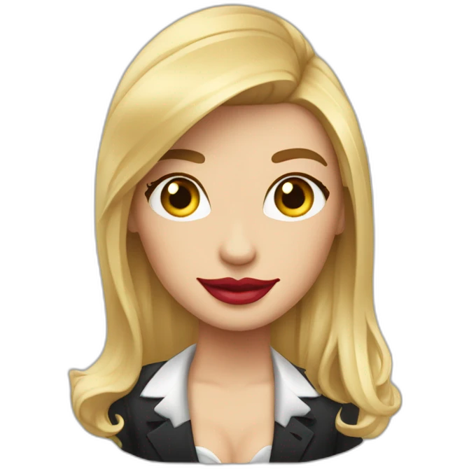 sticker de emoji de una chica rubia con pelo liso al estilo mr. monopoly emoji