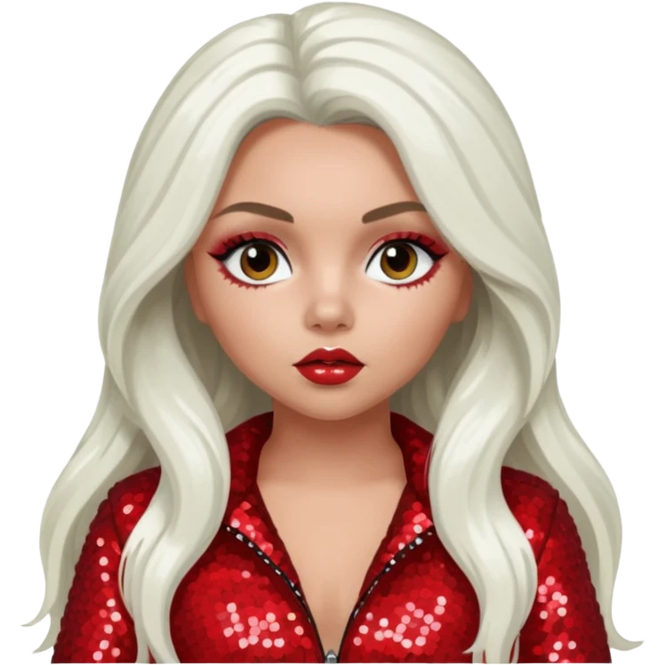 Jesy Nelson from Little Mix with long white hair, red sequin outfit emoji