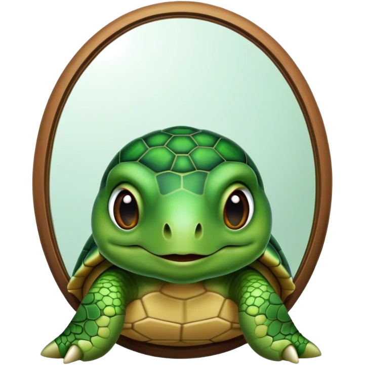 Turtle looking in a mirror emoji