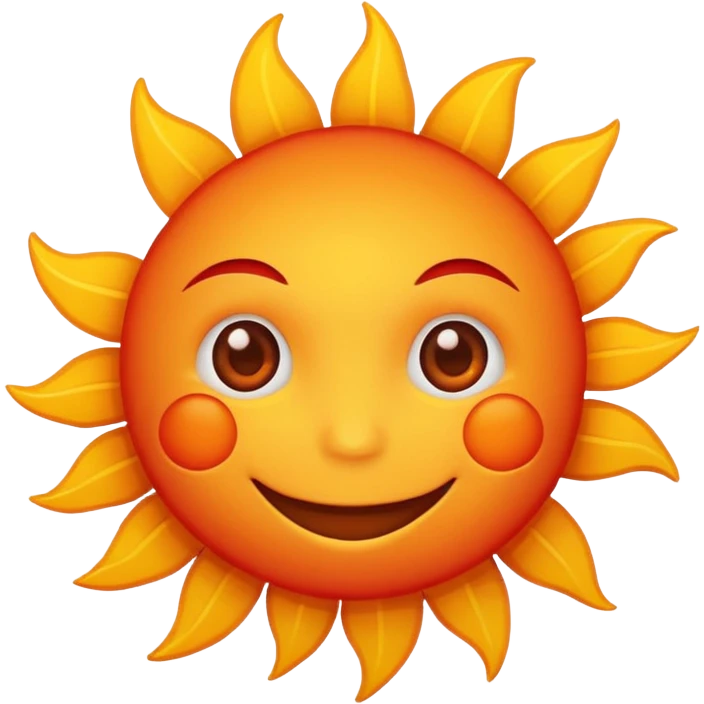 red sun emoji, simple and cute style emoji