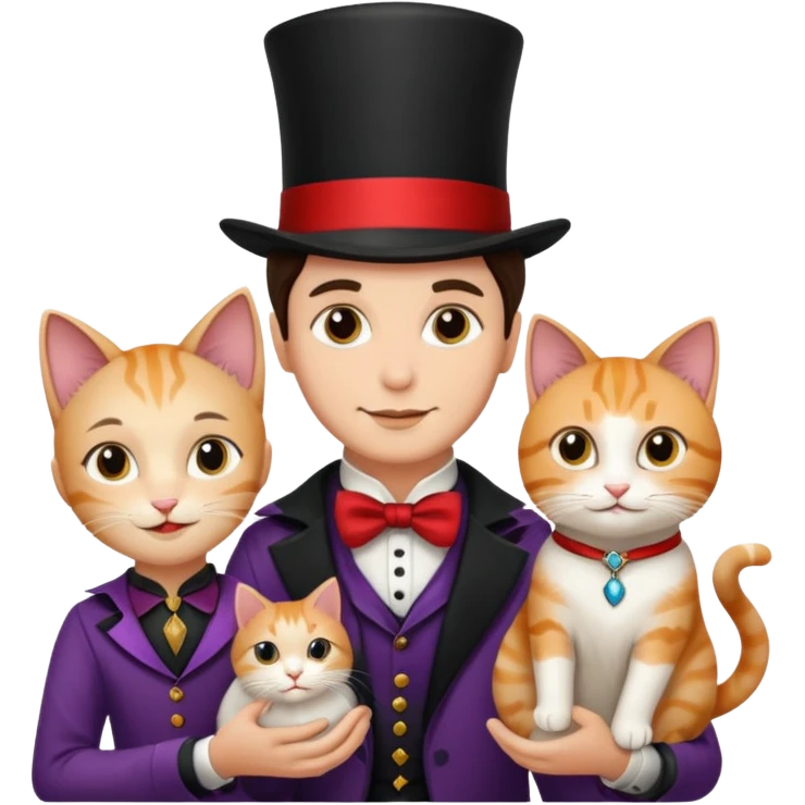 magician couple and their pet cat emoji