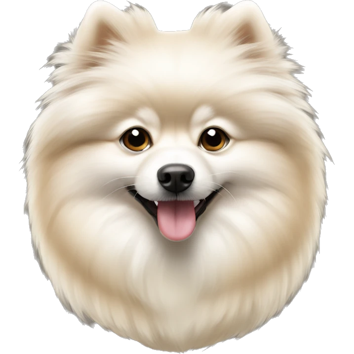 Small White and beige wool pomerian spitz  emoji