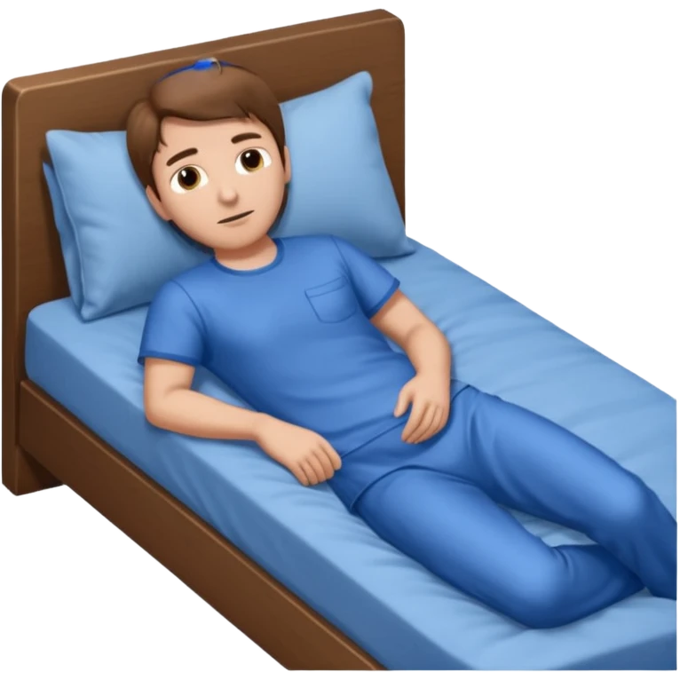 Um homem deitado,com o corpo inteiro ,deitado reto,mas com ele deitado na cama emoji