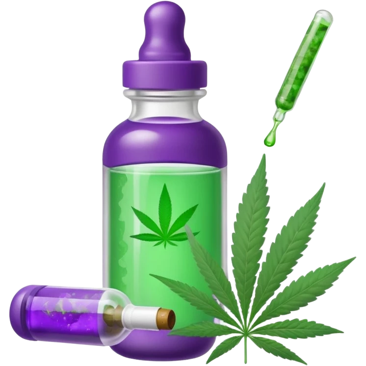 baby bottle with purple liquid and marijuana joint emoji