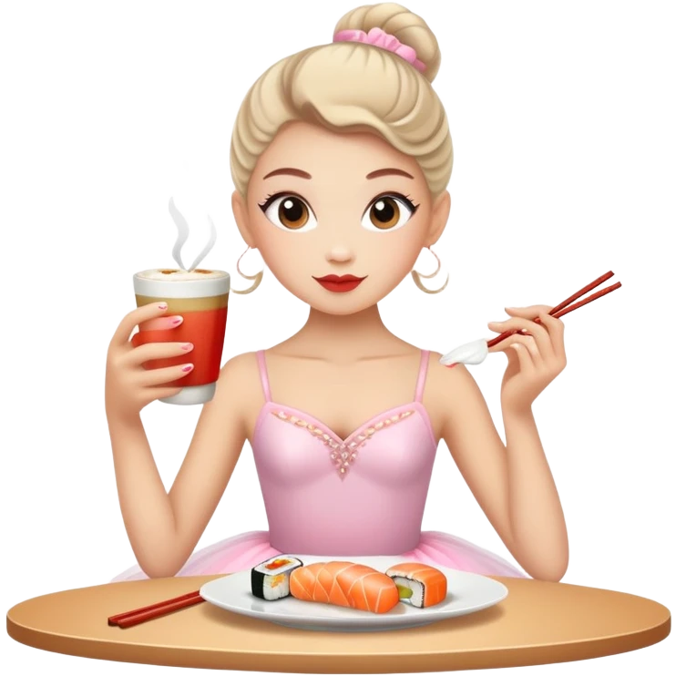 Ballerina cappuccino eating sushi emoji