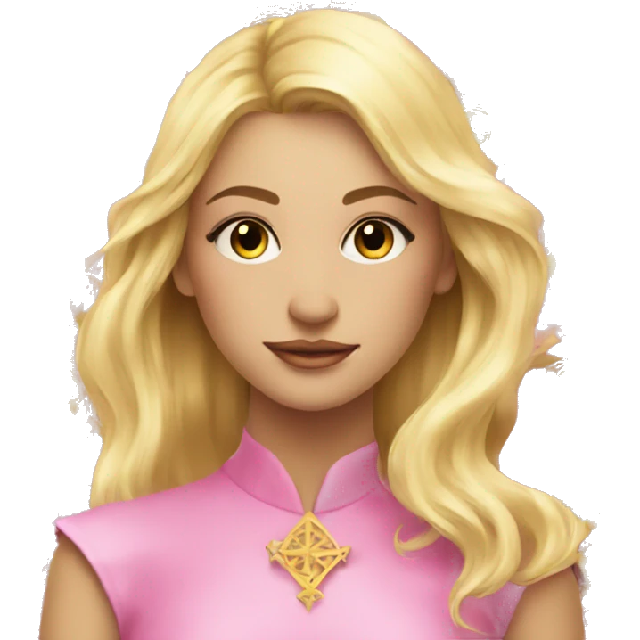 Blonde beautiful girl with pink pink tarot gold cards emoji