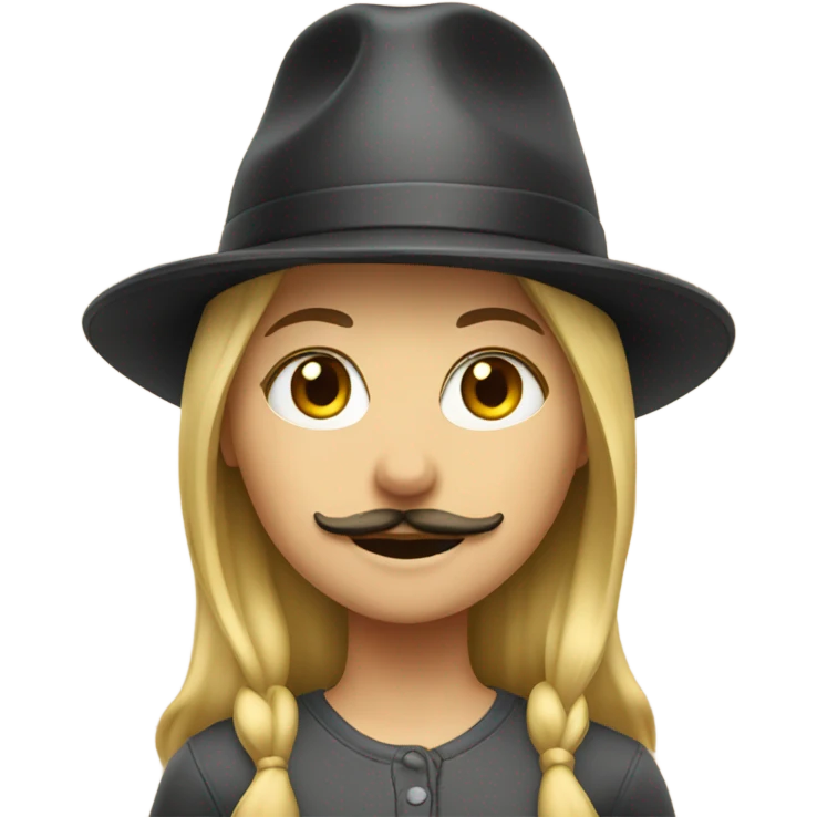 blonde girl with moustache and hat emoji