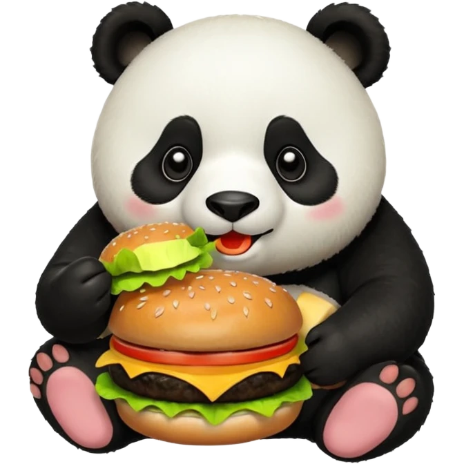 panda eating burger emoji