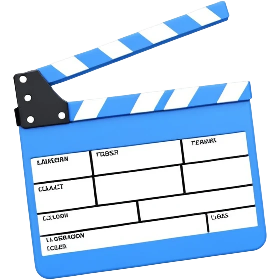 minimalist blue and white film clapperboard, geometric shapes only emoji