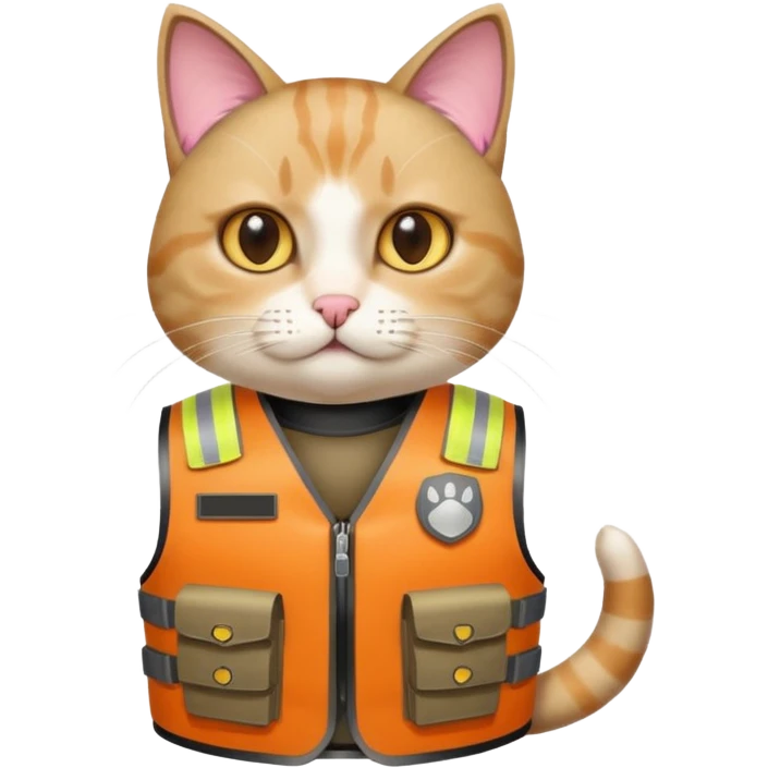 Cat wearing bullet proof, with hands emoji
