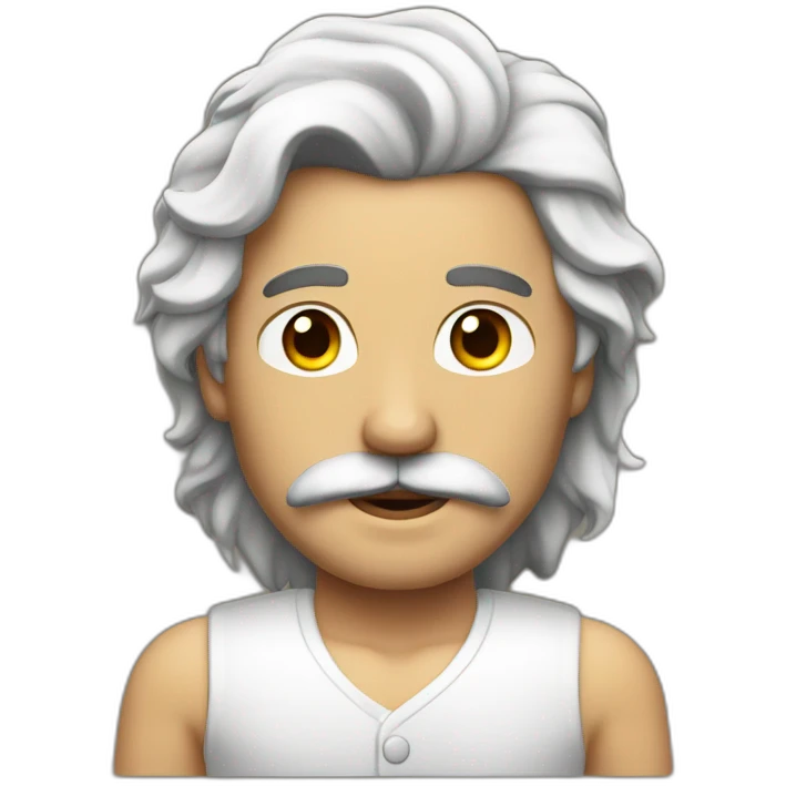 MAN WITH MUSTACHE AND LONG BLACK WAVY HAIR AND WHITE VEST TOP emoji