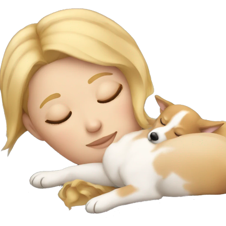 blonde girl sleeping with corgi emoji