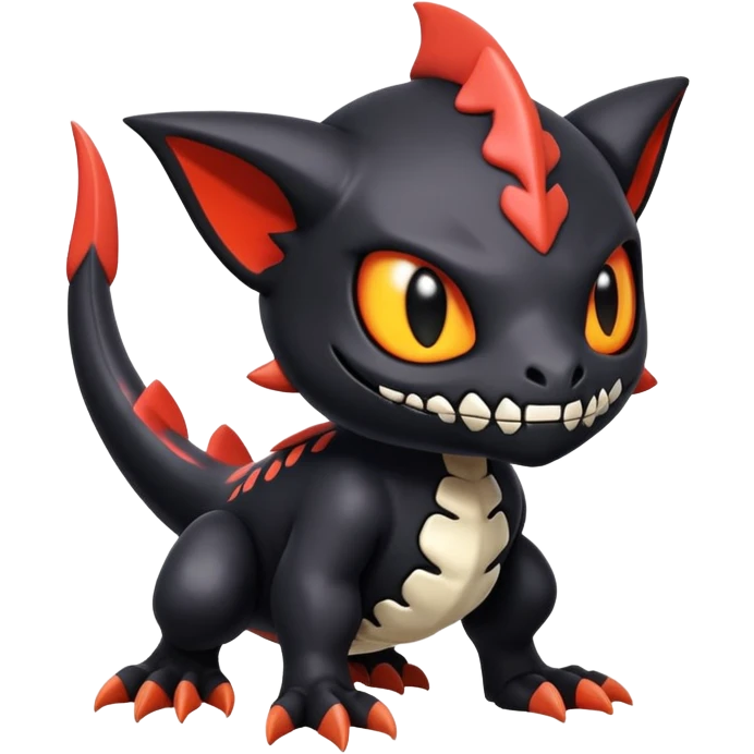 Salandit-Noibat-Litten-Hybrid with a white skull-face (Full body) emoji