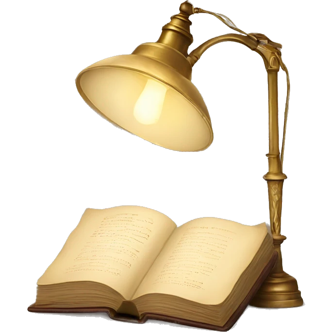 vintage lamp with open book emoji