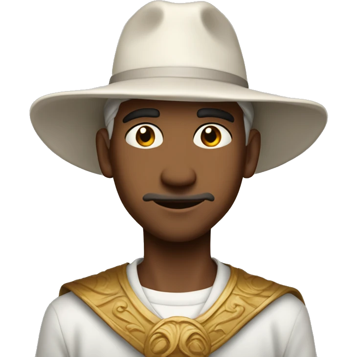 God ussop; 8o years old ;proud;brown man; very long nose; long white hat emoji