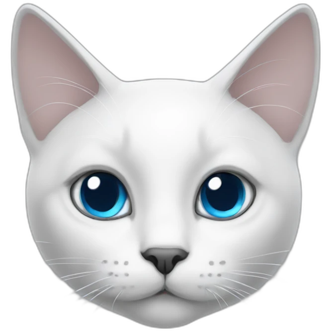 White cat with gray nose and gray ears, blue eyes emoji