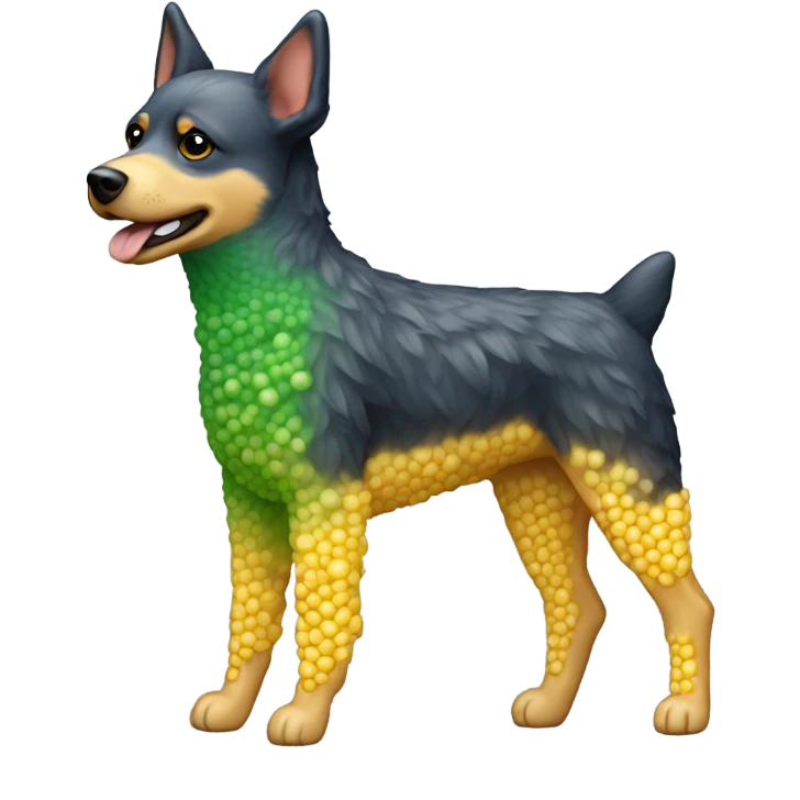 A blue heeler made of corn emoji