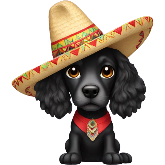 Black cocker with sombrero emoji