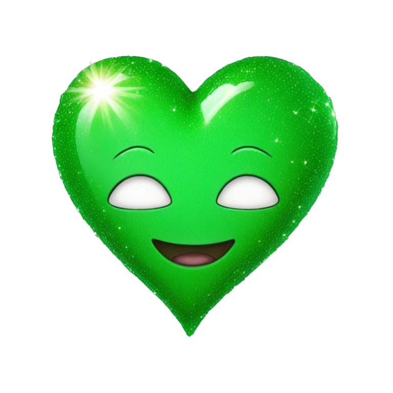 corazón verde con brillos  emoji