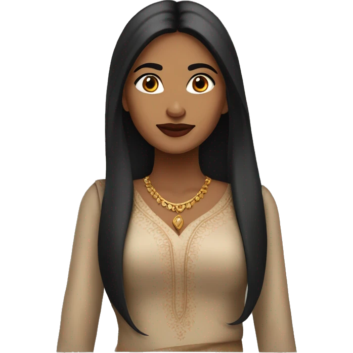 beautiful indian woman with dark brown eyes, very long straight hair and nice lipstick emoji