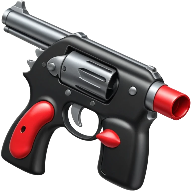 A gun facing left (2D) pointing at a mouth facing right (2D) emoji