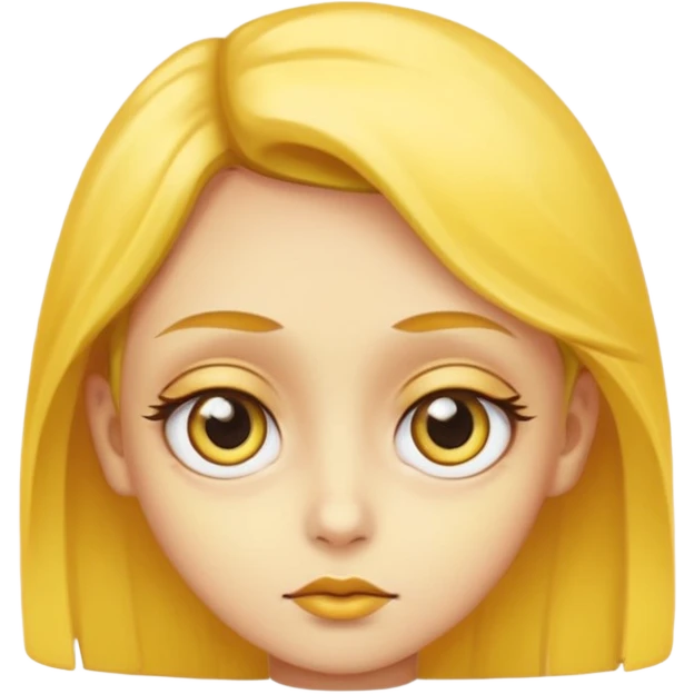 yellow head with big eyes side eyes  emoji