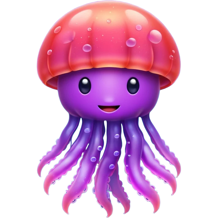 color gradient between red and purple glitter cute happy jellyfish emoji