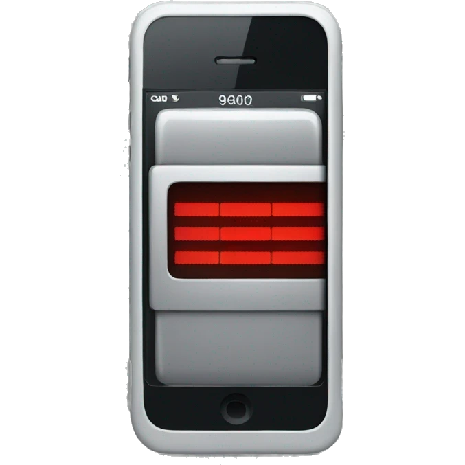 iPhone with a horizontal red bar on the screen. Add the time 99:99 at the top. emoji
