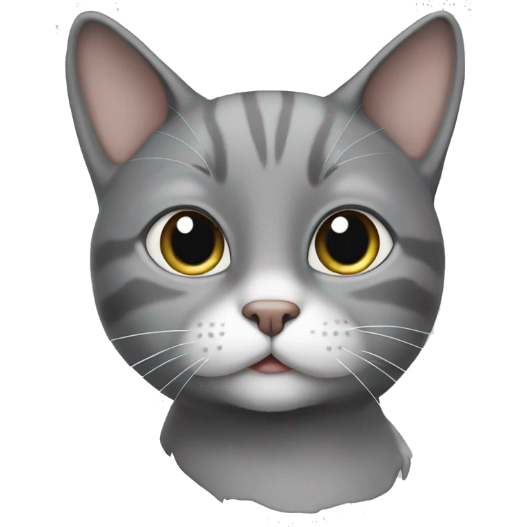 Grey cat with a white chin and “milkstain” emoji