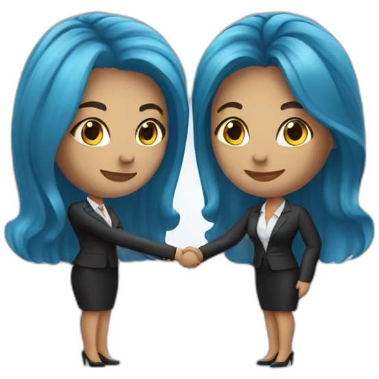 two white business women with different hair colors shaking hands emoji
