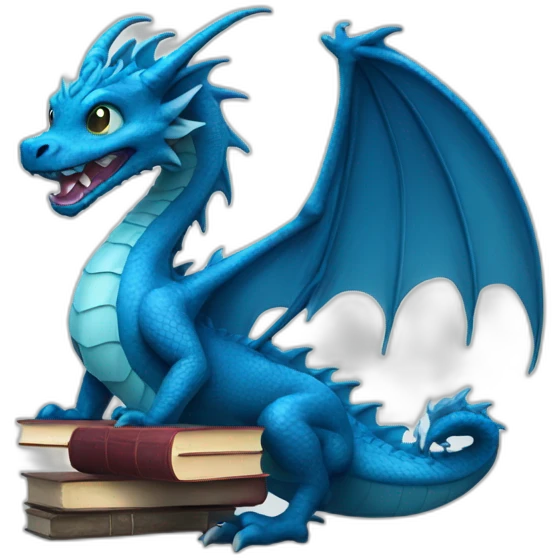 Blue Dragon with Books emoji