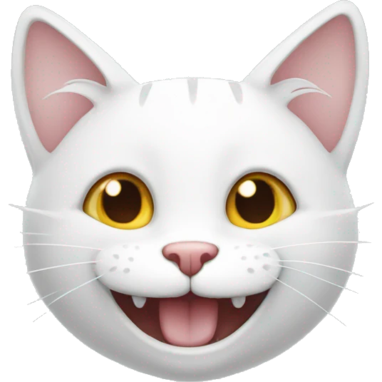white cat smiling teeth emoji