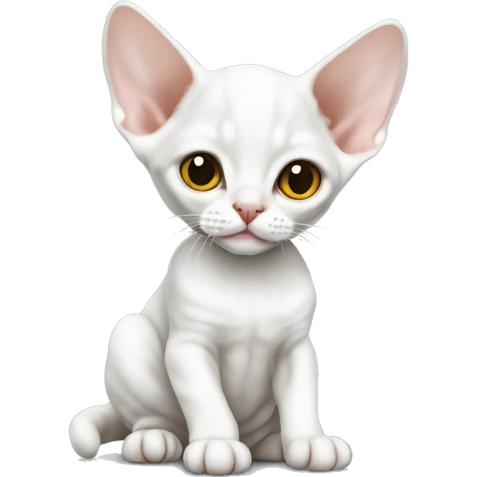 White Devon Rex kitten sitting emoji
