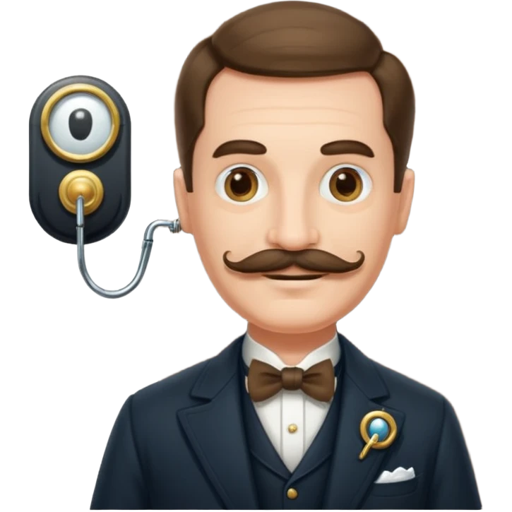 emoji of a gentleman with moustache and monocle standing nearby door welcoming you emoji