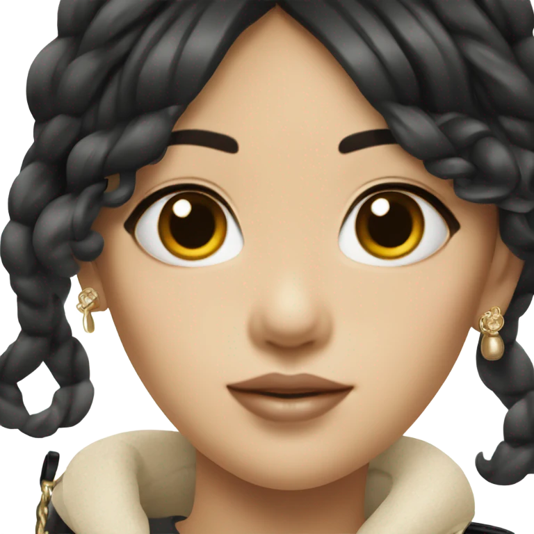 Dark hair Chanel Asian Girl with Birkin bag and Chanel necklace emoji