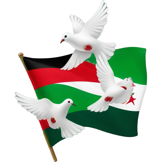 Palestine flag with doves flying around it emoji