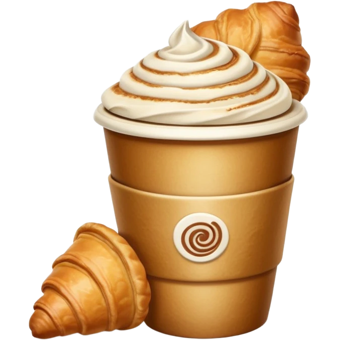 takeaway cup with cappuccino and a croissant emoji