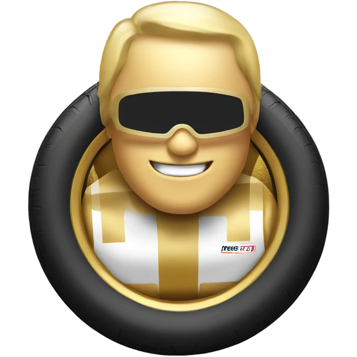 Golden formula car with huge tires emoji