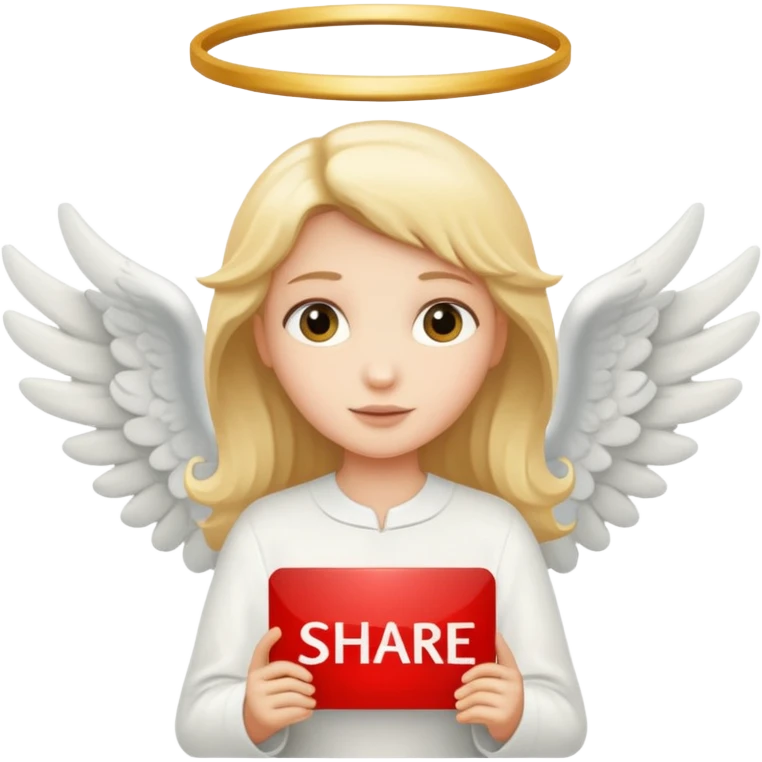 angel holding "share" sign emoji